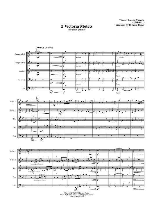 "2 Victoria Motets - Score" Sheet Music by Tomás Luis de Victoria